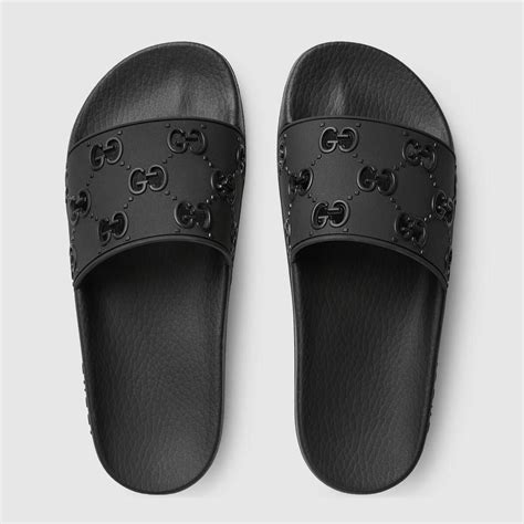 all black women's gucci slides|all black Gucci slides women's.